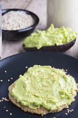 Pancake of oats and guacamole