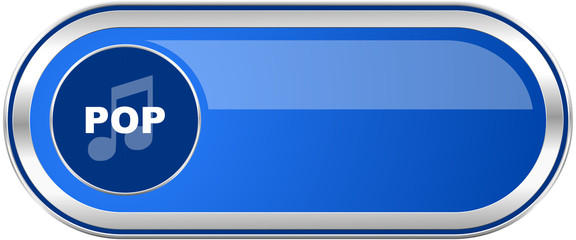 Pop music long blue web and mobile apps banner isolated on white background.