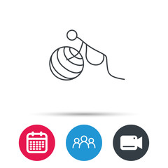Gymnastic for pregnant icon. Pilates fitness sign. Sport workout symbol. Group of people, video cam and calendar icons. Vector