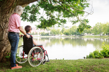 Senior Couple In Wheelchair