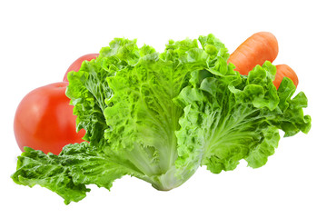 Fresh vegetables isolated on white background.