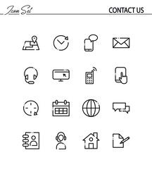 Contact us flat icon set. 