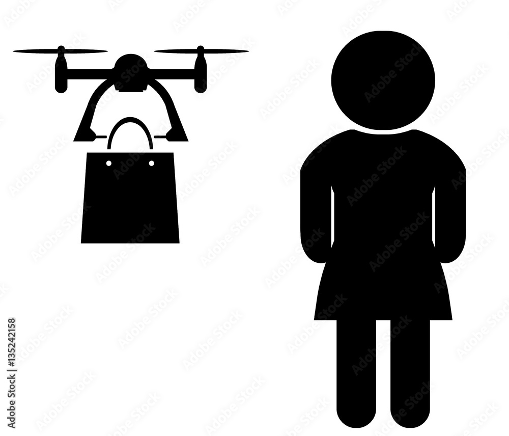 Poster Femme livré par drone