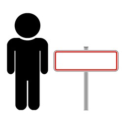 Homme et un panneau de ville française