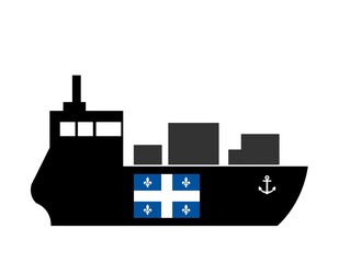 Drapeau du Québec sur un bateau cargo