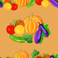 vegetables on the orange seamless