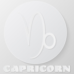 Capricorn sign. Paper style icon. Vector
