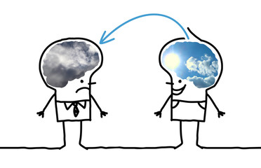 Cartoon Big Brain Man - optimistic and depressive