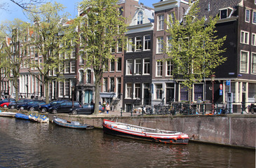 Fototapeta na wymiar Beautiful view of Amsterdam canals, Netherlands
