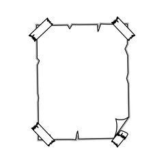 contour old ancient parchment with adhesive tape vector illustration