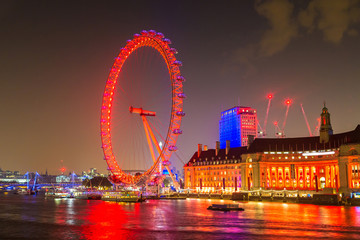 London eye at night - obrazy, fototapety, plakaty