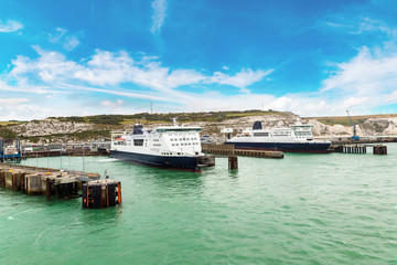 White cliffs and Dover harbor