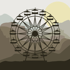 scene background ferris wheel in thematic park vector illustration