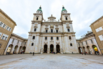 Fototapeta na wymiar Salzburg Dom Cathedral in Salzburg, Austria. Wide view