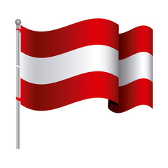 silhouette color with waving flag of austria and shadow vector illustration