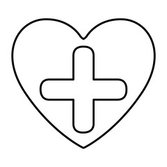 Obraz premium monochrome contour with symbol cross in heart vector illustration