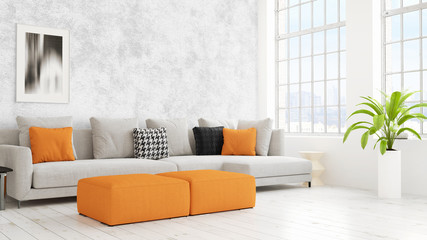 Modern bright interior . 3D rendering