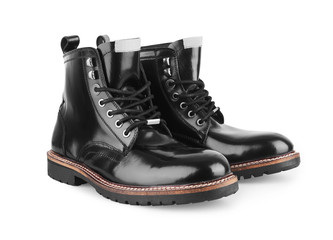 Fototapeta na wymiar Men's Black Leather Shoes