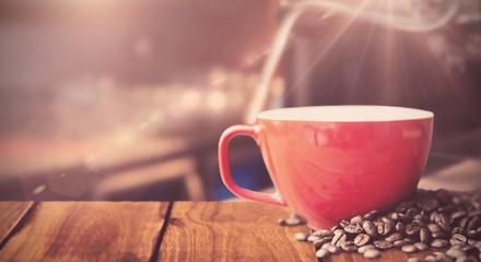 Composite image of white coffee mug