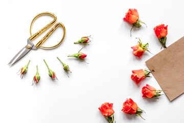 pattern of flowers on white background top view mock up