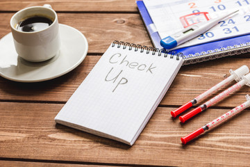 concept time health check up on wooden background