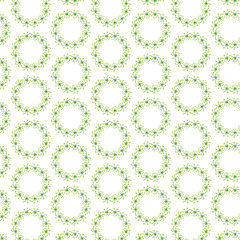 Pattern with hand drawn doodle floral wreath. Organic food and cosmetics labels and elements, for restaurants and products shops, fresh markets, farms, vegan food. Cartoon natural vector illustration.