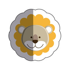 color sticker with lion head and middle shadow vector illustration