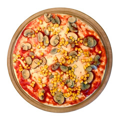 Pizza with mushrooms, tomato
