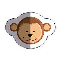 color sticker with monkey head and middle shadow vector illustration