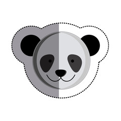 color sticker with panda head and middle shadow vector illustration