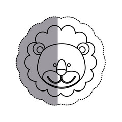 monochrome contour sticker with lion head and middle shadow vector illustration