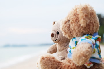 Friendship, Two teddy bears sitting and looking ahead.