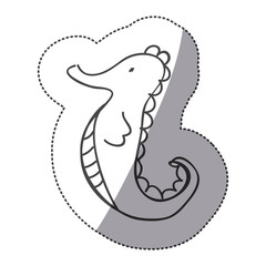 sticker silhouette seahorse animal marine design vector illustration