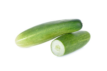 whole fresh cucumber on white background