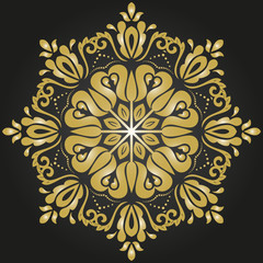 Oriental vector round golden pattern with arabesques and floral elements. Traditional classic ornament. Vintage pattern with arabesques