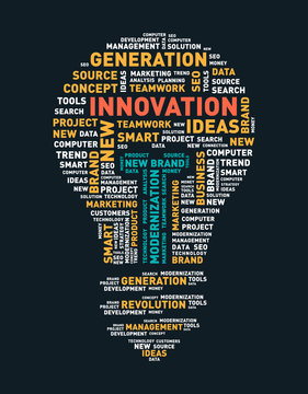 Vector word cloud of innovation light bulb / vector illustration eps-10.