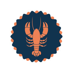 stamp border with silhouette lobster vector illustration