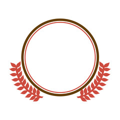 circular border with crown branch leaves vector illustration