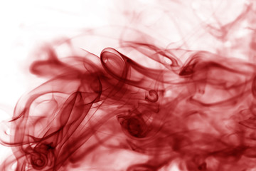 Toxic fumes movement on a white background..Red smoke movement o