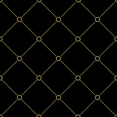 Geometric dotted vector black and golden pattern. Seamless abstract modern texture for wallpapers and backgrounds