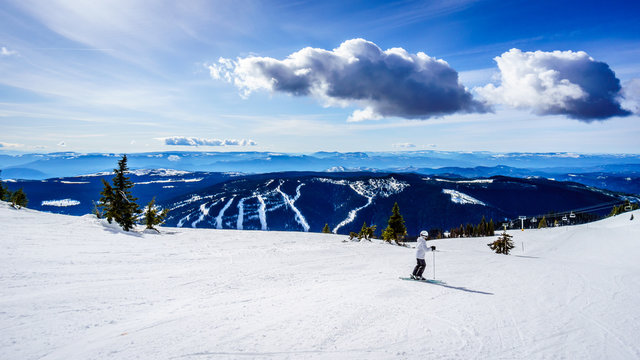 Spring Skiing at Sun Peaks in the Shuswap Highlands of central British Columbia, Canada