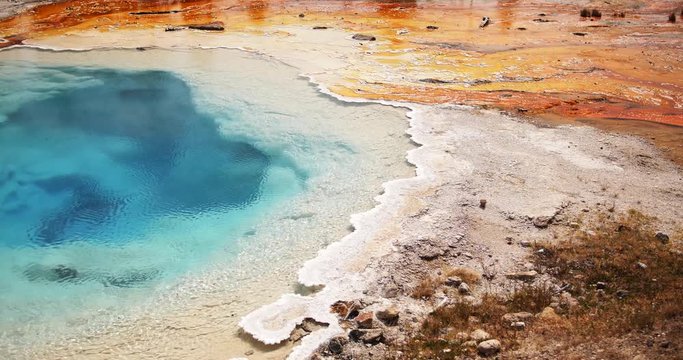 Bright Blue Hot Springs in Yellowstone National Park, Wyoming