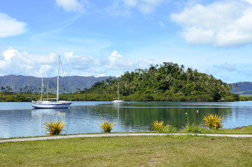 Landscape of Nakama Creek in Savusavu in Vanua Levu Island, Fiji