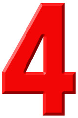 Obraz premium Numeral 4, four, isolated on white background, 3d render