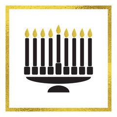 Vector menorah with golden foil