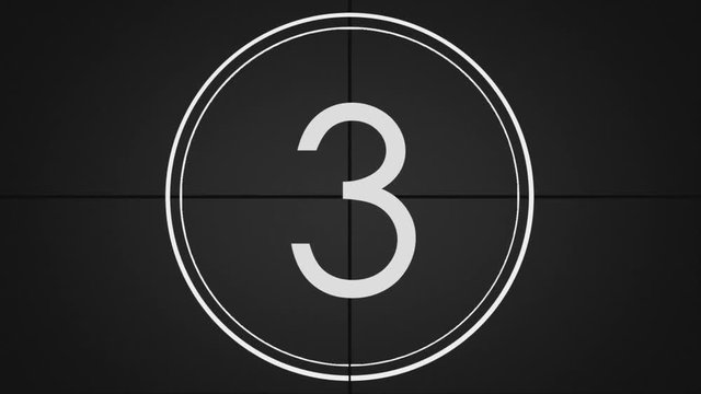 Old Film Countdown Animated Leader Graphic 10 - 0 Grayscale