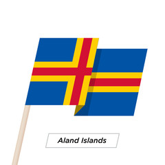Fototapeta premium Aland Island Ribbon Waving Flag Isolated on White. Vector Illustration.