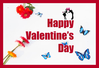 Happy Valentine's Day, Valentine's Day Card Concept, Card Design on White Background