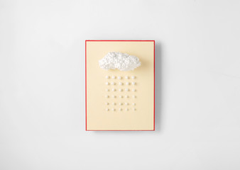 Styrofoam in the shape of the clouds with simulated snow