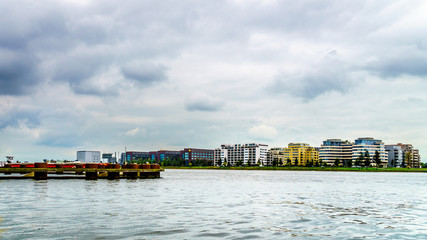 View of Modern Office Buildings along the shors of  the Harbor named Het IJ in Amsterdam